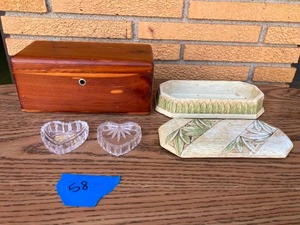 lot 58 image: Small Cedar Chest with Key & Trinket Box Lot