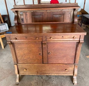 lot 12 image: Vintage Kitchen Buffet with 2 Levels and Drawers