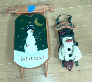 lot 67 image: Two Winter Theme Decorative Sleds