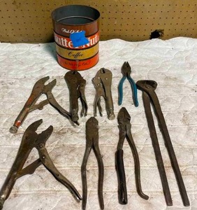 lot 105 image: Lot of Vintage Hand Tools, Rod Wrench, Vice Grips and More