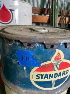 lot 171 image: Standard Oil Large Unopened 15 Gallon of #2 Grease. 