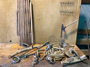 lot 135 image: Lot of Various Antique Tools, Cast Iron Parts