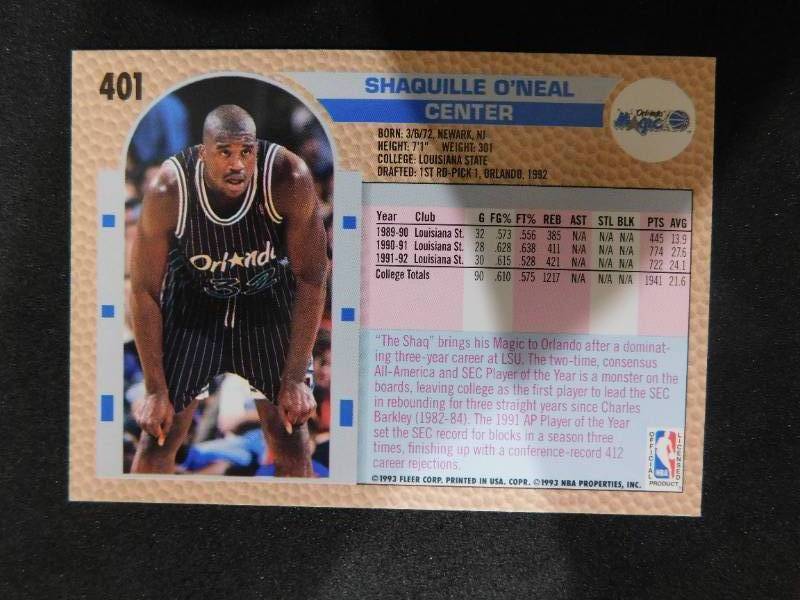 1992 Fleer Shaquille ONeal Rookie Card #401