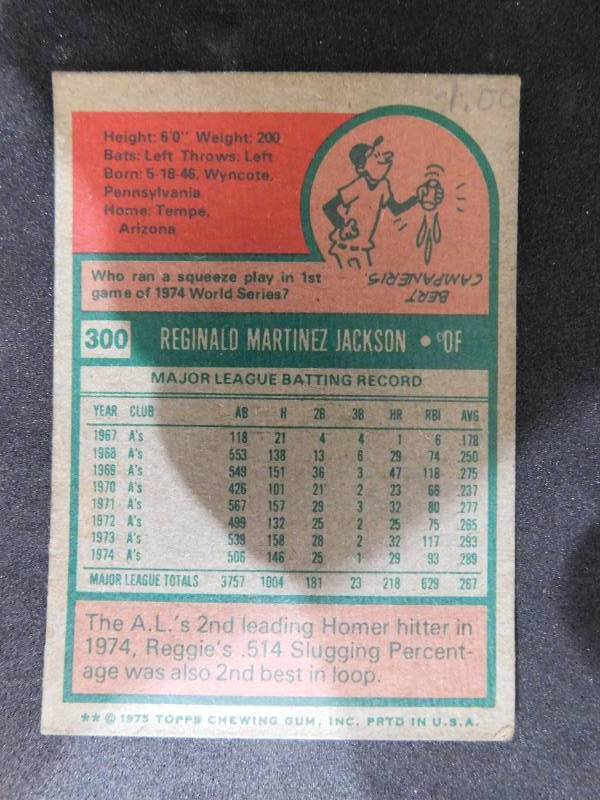 1975 Topps Reggie Jackson #300 HOFer