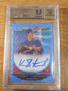 BGS 9.5 Gem Mint 2013 Bowman Chrome Draft Blue Wave Refractor Autograph Kohl Stewart Rookie LK