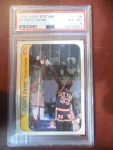 PSA 6 1986 Fleer Sticker Patrick Ewing Rookie #6 HOfer LK