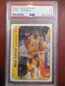 PSA 5 1986 Fleer Sticker Magic Johnson #7 HOfer LK