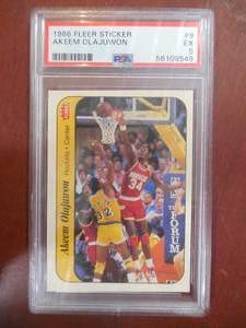 PSA 5 1986 Fleer Sticker Hakeem Olajuwon Rookie #9 HOfer LK