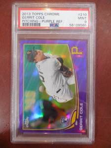 PSA 9 Mint 2013 Topps Chrome Purple Refractor Gerrit Cole Rookie #210 LK