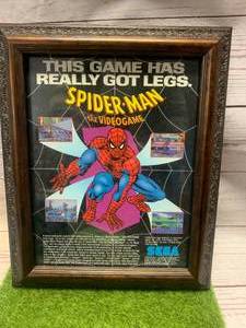 Framed Sega Spiderman Flyer 32 Years Old 11X13