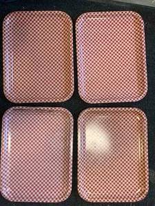 Lot of Four Red White  Dining Trays 10x14