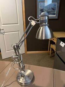 lot 24 image: Metal Rolling Typewriter Table and Lamp