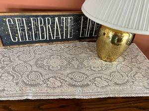 lot 115 image: Celebrate Life Sign, Lamp and Doily
