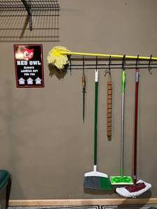 lot 175 image: Red Owl Metal Sign & MopsBrooms