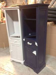 Lot of 2 Assorted Windlowe 22 in. W x 16 in. D x 65 in. H Floor Linen Tower in Navy Blue by Home Decorators Collection Customer Returns See Pictures