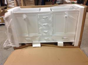 Merryfield 60 in. W x 21-12 in. D Bathroom Vanity Cabinet Only in White by Home Decorators Collection Customer Returns See Pictures