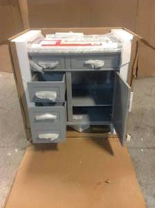 Sonoma 36 in. W x 22 in. D x 34 in. H Bath Vanity in Pebble Gray with White Carrara Marble Top by Home Decorators Collection Slight Damage Customer Returns See Pictures