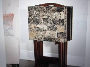 lot 29 image: linon marble -look tv tray set reta...