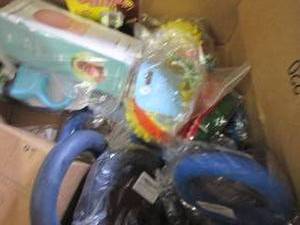 lot 55 image: box of dog toys, clothes and pool ...