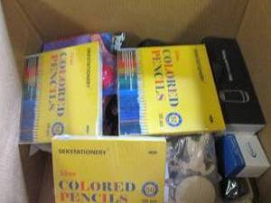 lot 85 image: box of trolls items , colored penci...