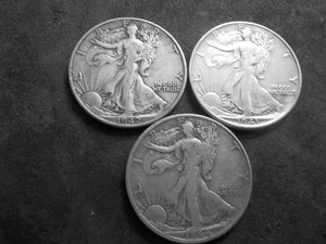 1942, 1943, 1944 S Walker Half Dollars