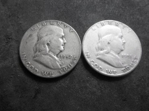 1951 S, 1952 Franklin Half Dollars