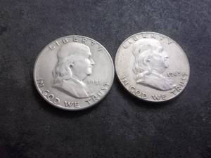 1951 S, 1963 D Franklin Half Dollars