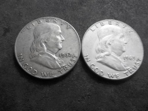 1962 D, 1963 D Franklin Half Dollars
