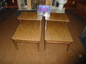 Qty of 2 wood end tables. As shown.
