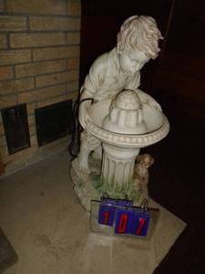 Little boy bird bathfountain. As shown.