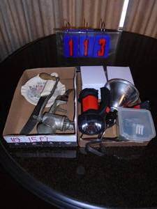 Qty of 2 flats of lantern, knife & grinder. As shown.
