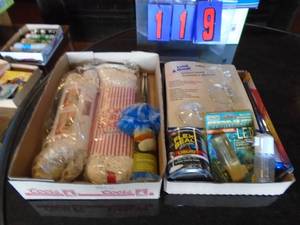 Quantity of two flats including mops, flex seal & misc. As shown.