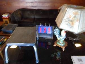 Stool & rooster lamp. As shown.