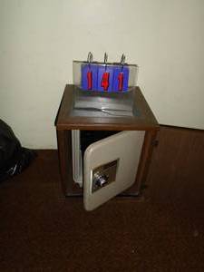 Sentry safe in wood end table. Open combo not found yet. As shown.