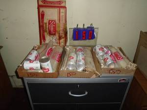 Qty of 3 flats Schmidt beer plastic bag & tin coin banks. As shown.