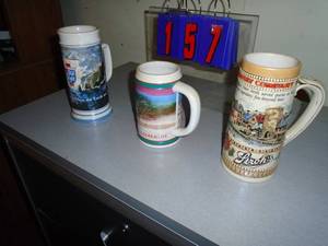 Qty of 3 steins. As shown.