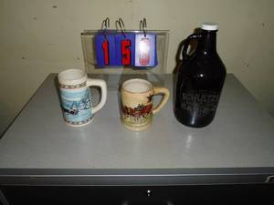 Qty of 2 steins & jug. As shown.