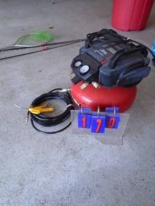 Porter Cable 150 psi pancake compressor with hose & blow gun. Very nice condition. As shown.