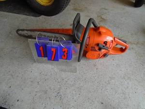 Husquevarna 18 chainsaw. Model unknown. Good used condition. As shown.