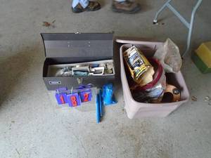 Small tool nox, new hydraulic jack & drain cleaner. As shown.