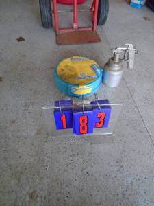 Wards spray gun with new hose & accessories. As shown.