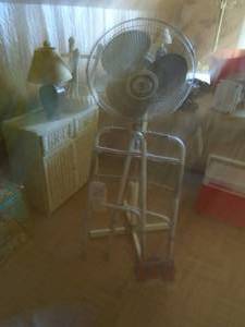 Walker & floor fan. As shown.