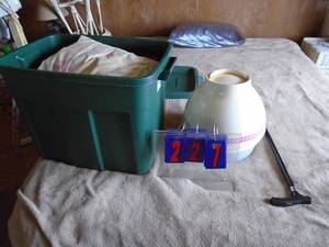 Tote blankets & hair dryer. As shown.