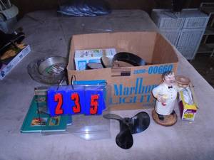 Box of misc including new prop. As shown.