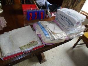 Lot of linens, doilies & towels. As shown.