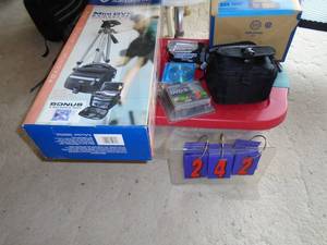 Camcorder & tripod. As shown.