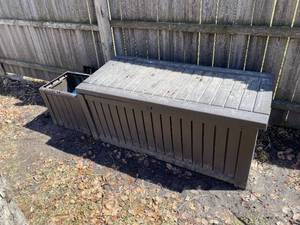 Two Outdoor Storage Bins & Children Toys