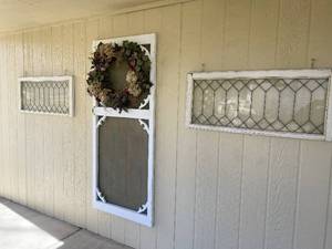 Door & Two Leaded Glass Windows