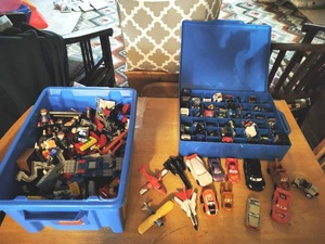 Collection of Legos and Toy Cars
