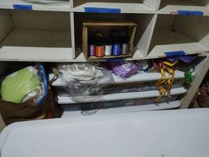 Collection of Yarn, Gift Wrapping Supplies, and More
